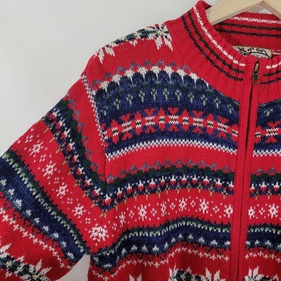 VTG Heirloom Collectibles Red/White/Navy Full Zip Holidays Christmas Sweater M - Picture 3 of 12